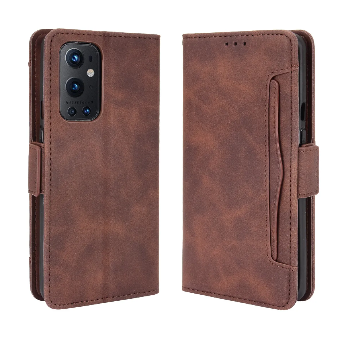 Générique Marron Étui Portefeuille En Similicuir À Fermeture Magnétique Oneplus 9 Pro 5G