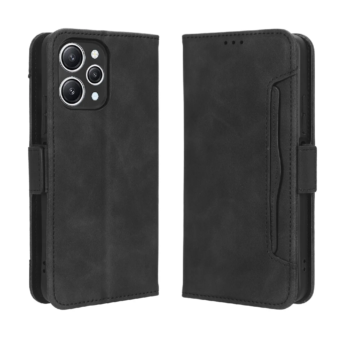 Générique Noir Étui Portefeuille En Cuir À Fermeture Magnétique Xiaomi Poco M6 Pro 5G