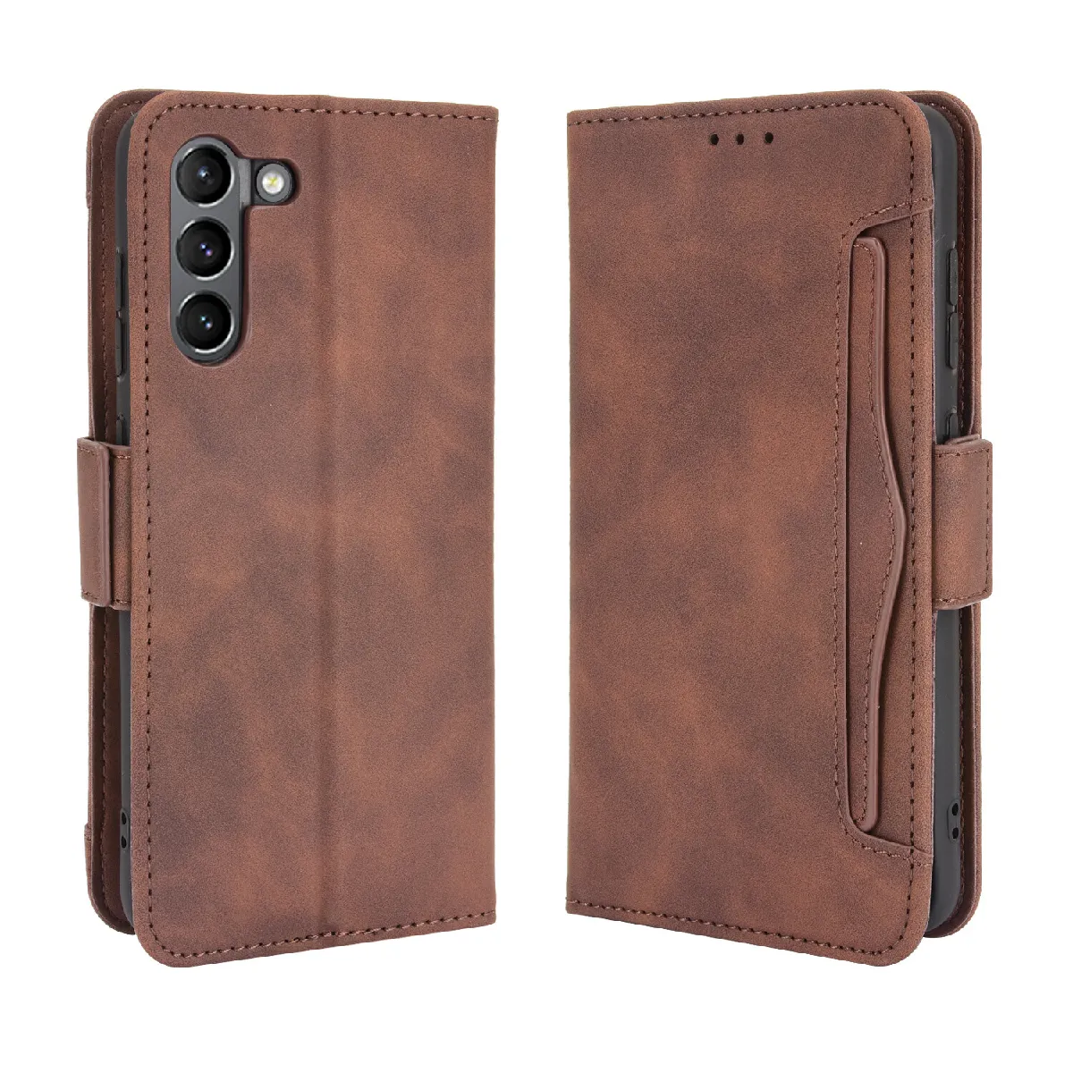 Générique Marron Étui Portefeuille En Similicuir Avec Porte-Cartes Samsung Galaxy S21 Fe 5G
