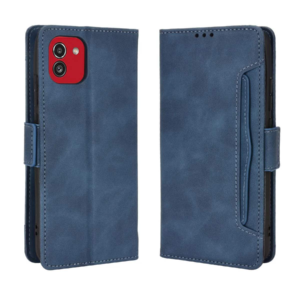 Générique Bleu Étui Portefeuille En Similicuir À Fermeture Magnétique Pour Samsung Galaxy A03