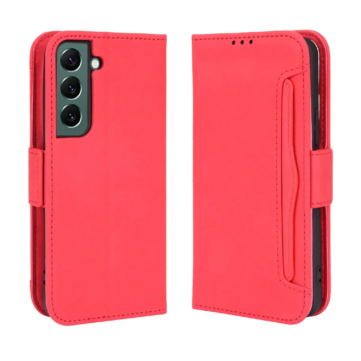 Générique Rouge Étui Porte-Cartes En Similicuir Samsung Galaxy S22 Plus 5G