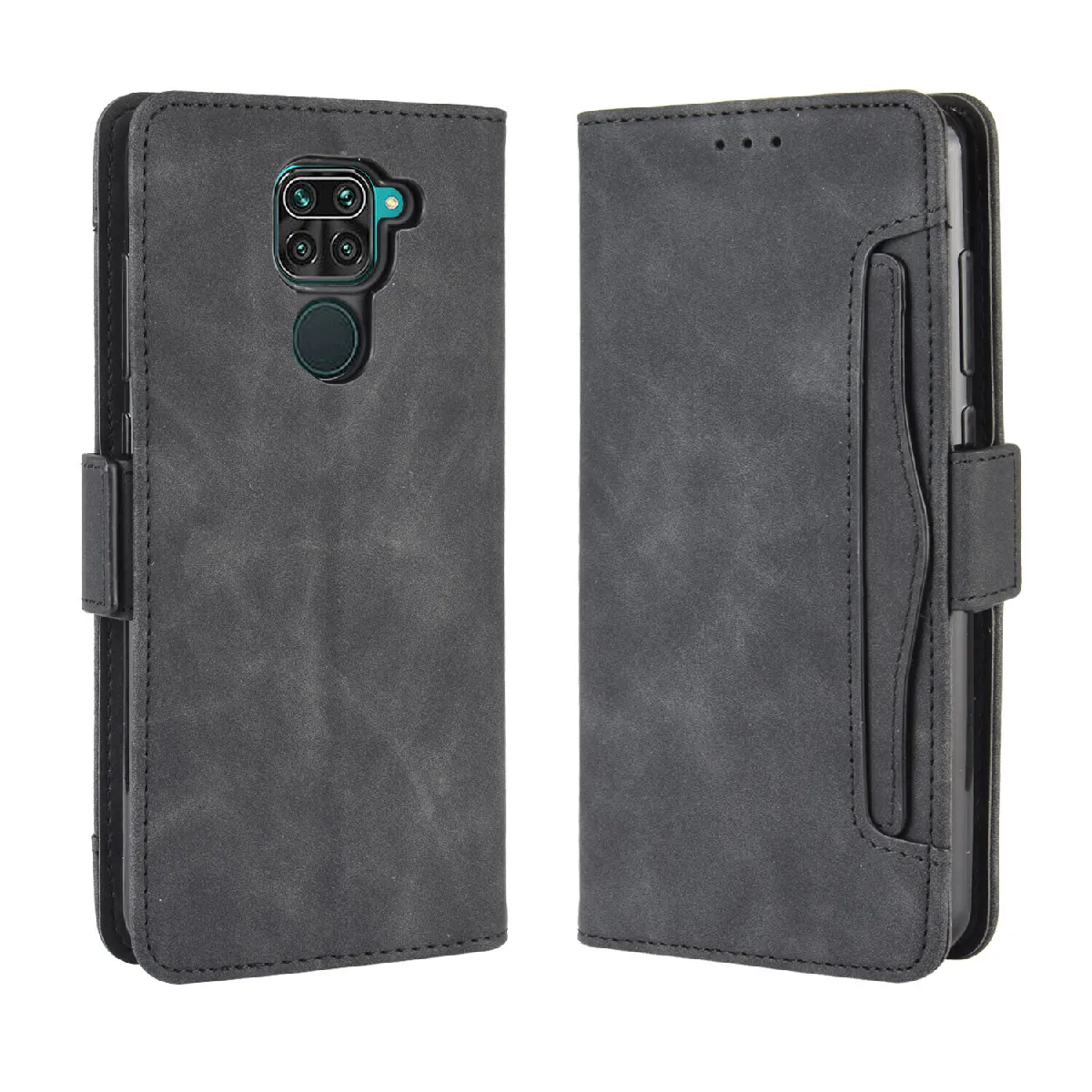 Générique Noir Étui Portefeuille En Similicuir À Fermeture Magnétique Xiaomi Redmi Note 9