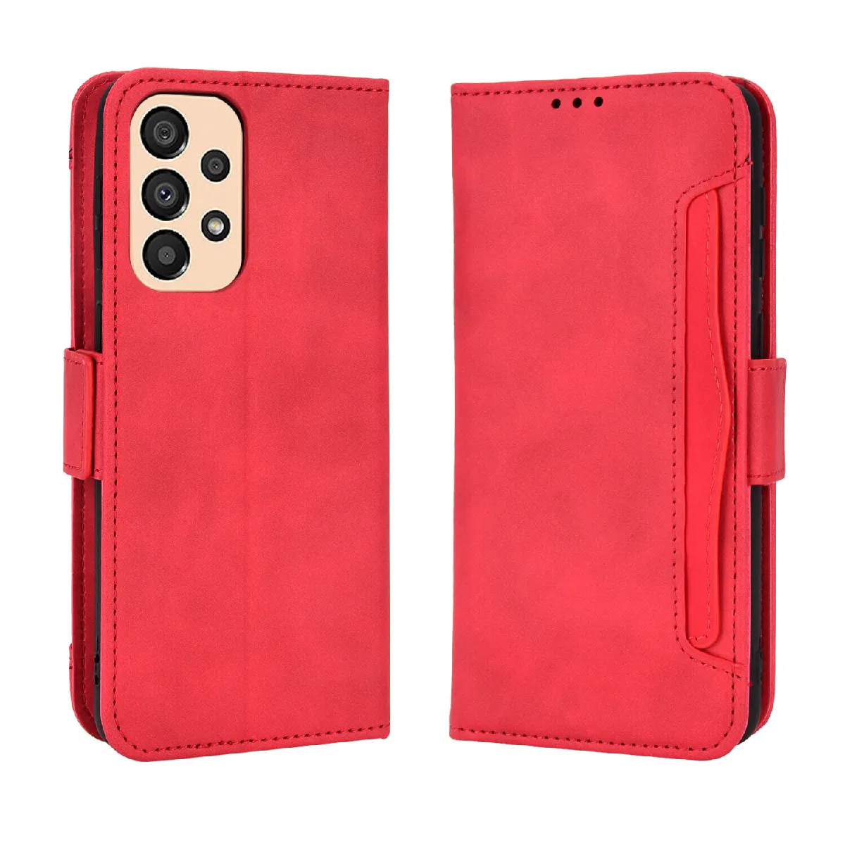 Générique Rouge Étui Portefeuille En Similicuir Avec Porte-Cartes Samsung Galaxy A33 5G