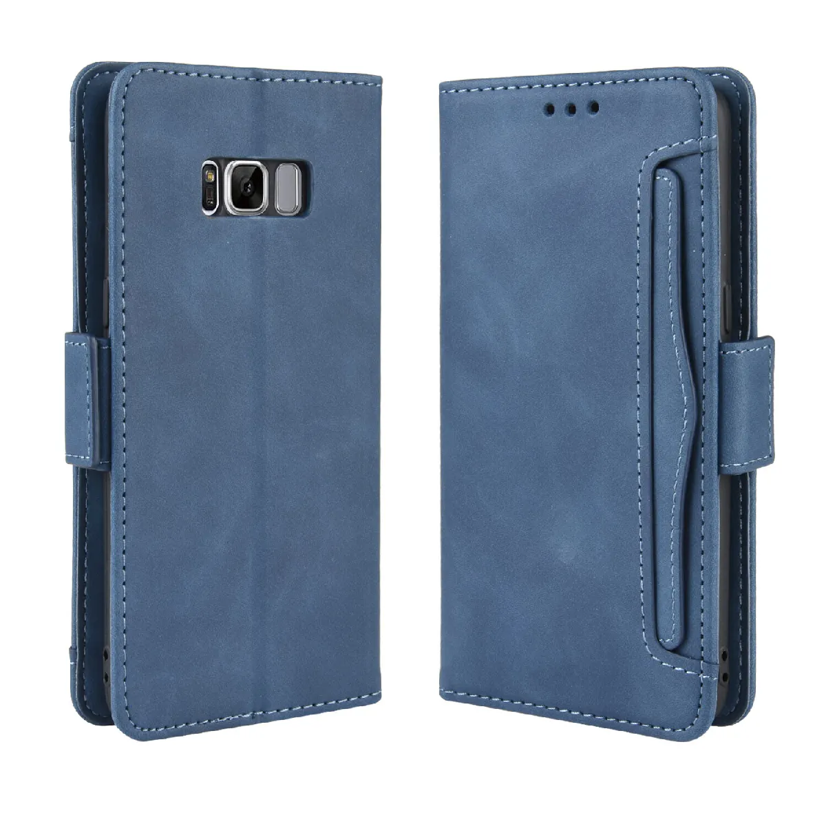 Générique Bleu Étui Portefeuille À Fermeture Magnétique Pour Samsung Galaxy S8 Plus