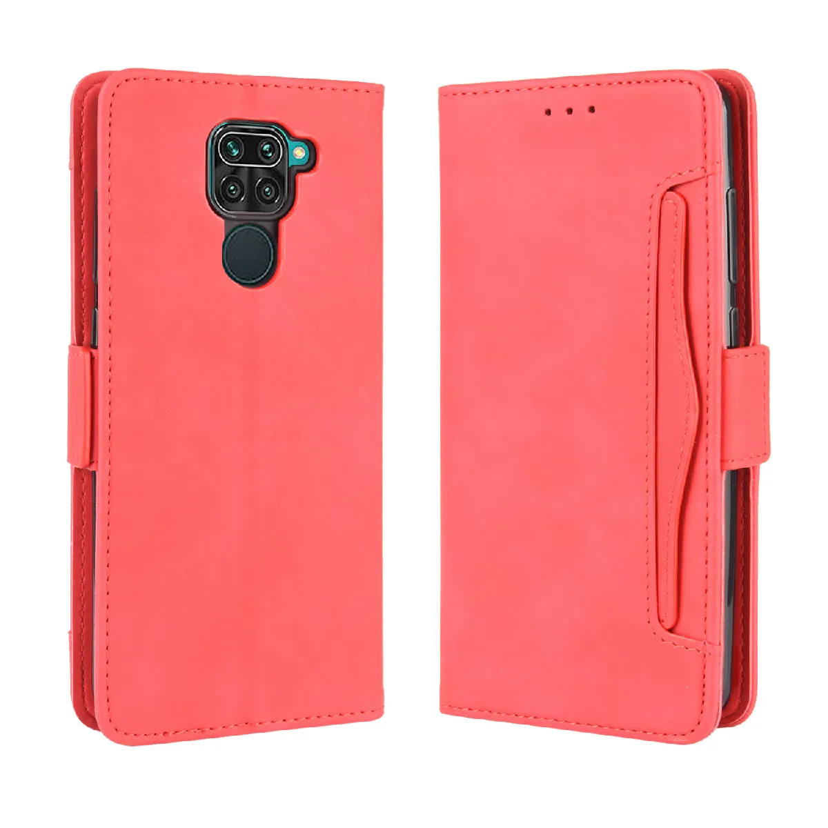 Générique Rouge Étui Portefeuille En Similicuir Xiaomi Redmi Note 9