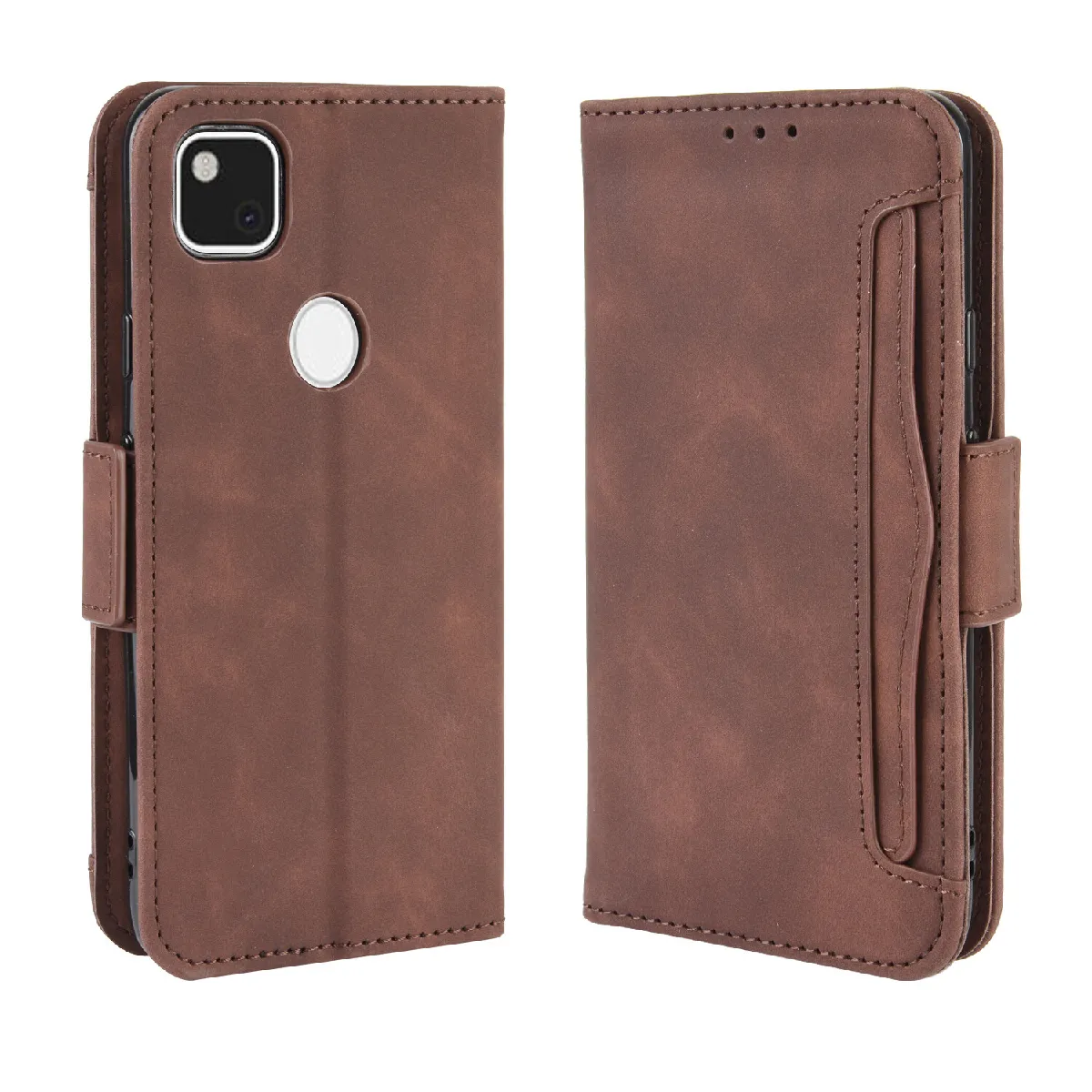 Générique Marron Étui Portefeuille À Fermeture Magnétique Google Pixel 4A 4G