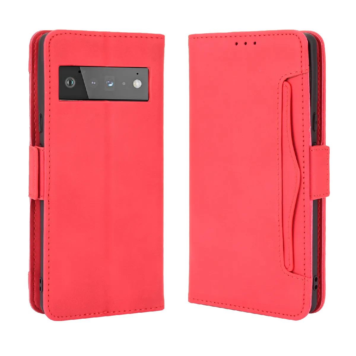 Générique Rouge Étui Portefeuille Google Pixel 6 Pro
