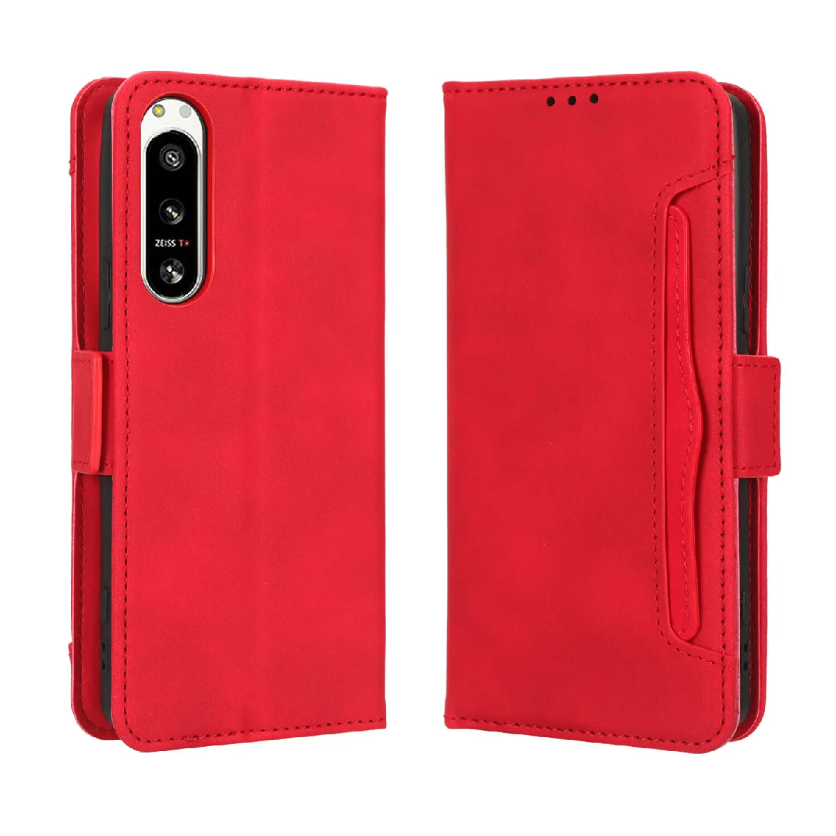 Générique Rouge Étui Portefeuille En Similicuir Sony Xperia 5 Iv