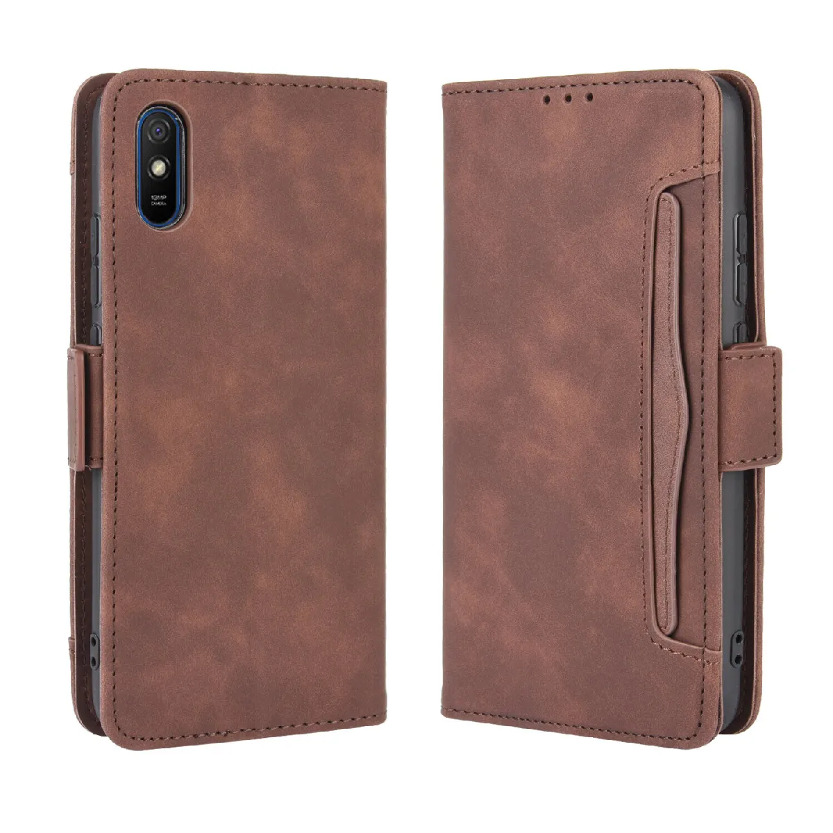 Générique Marron Coque Portefeuille En Similicuir Xiaomi Redmi 9A