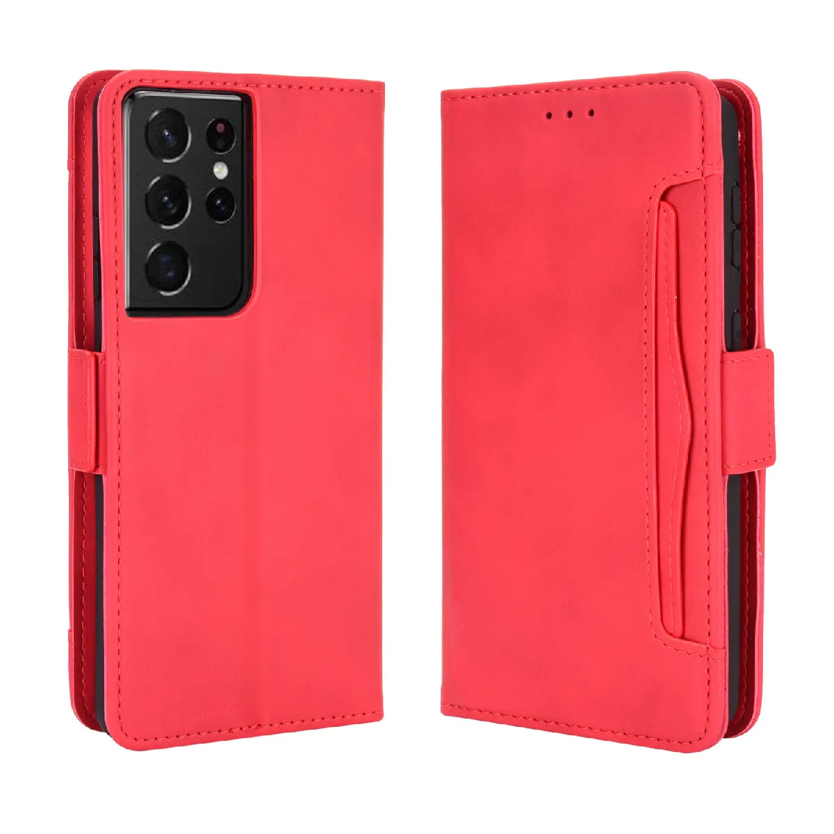 Générique Rouge Étui Portefeuille Samsung Galaxy S21 Ultra 5G