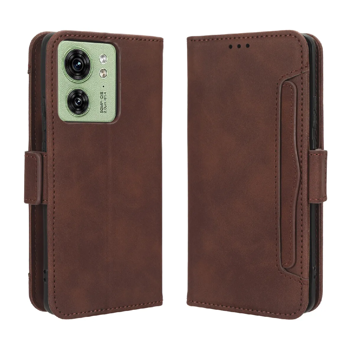 Générique Marron Étui Portefeuille En Similicuir Motorola Edge 40