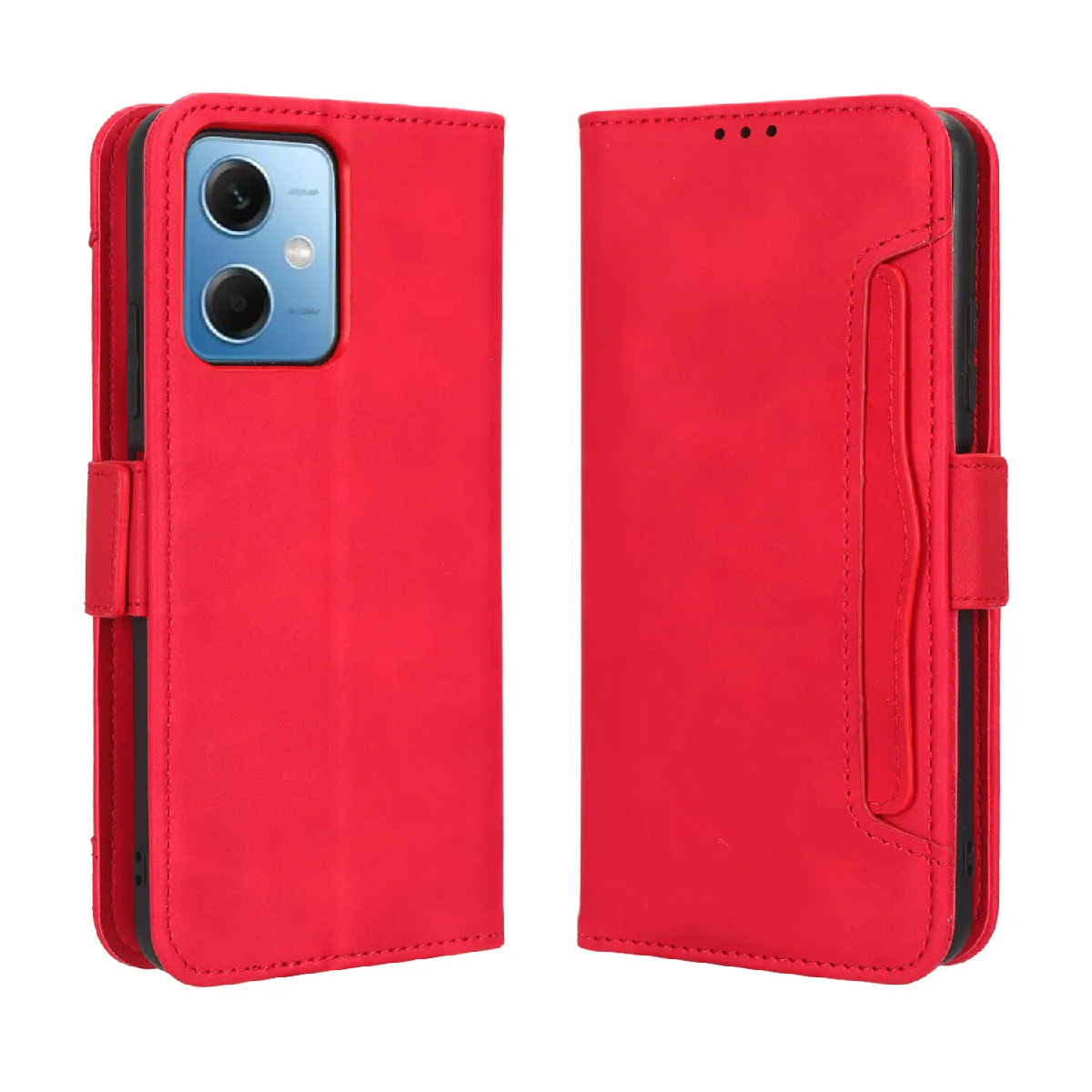 Générique Rouge Étui Portefeuille En Polyuréthane Xiaomi Redmi Note 12 5G