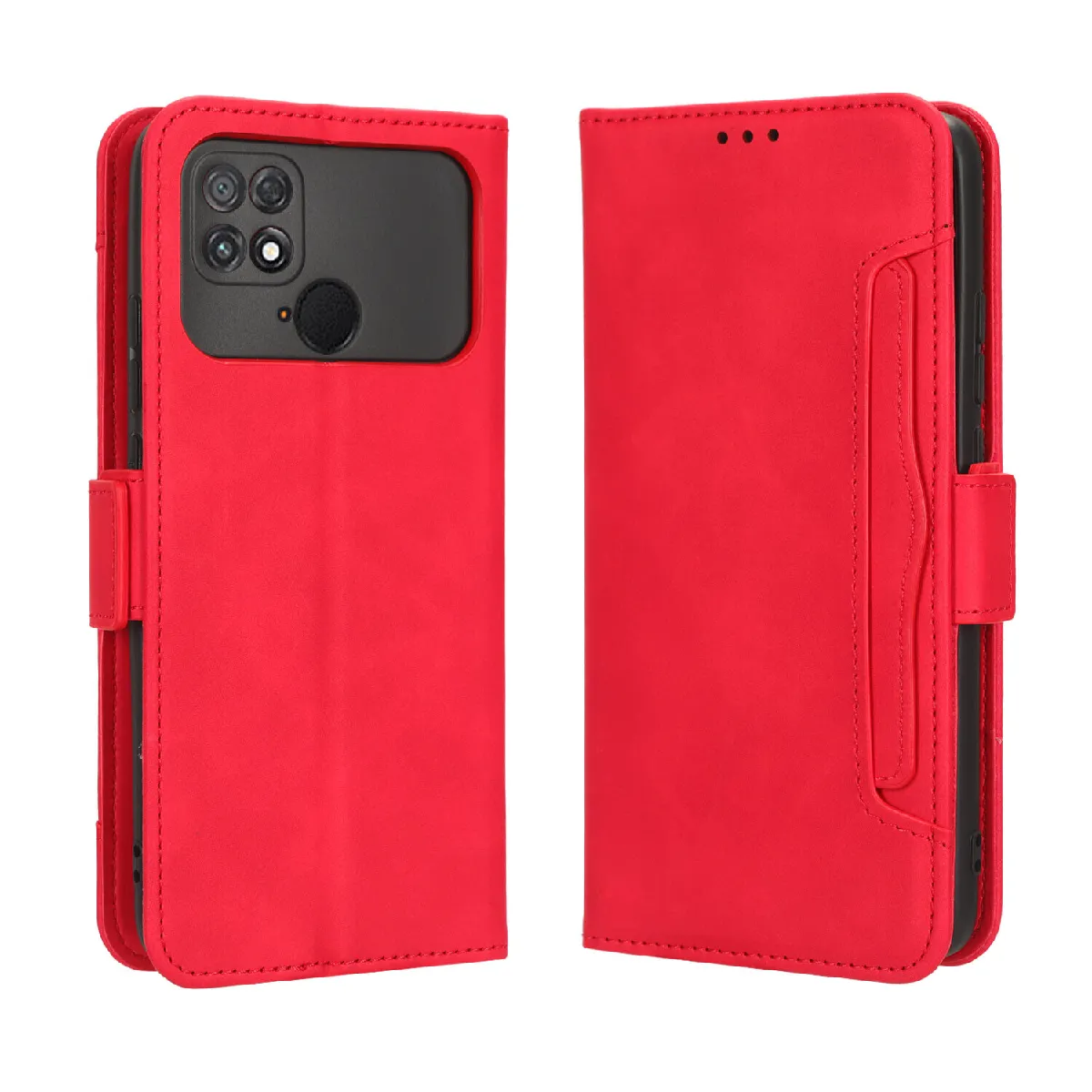 Générique Rouge Étui Portefeuille Porte-Cartes À Fermeture Magnétique Xiaomi Poco C40