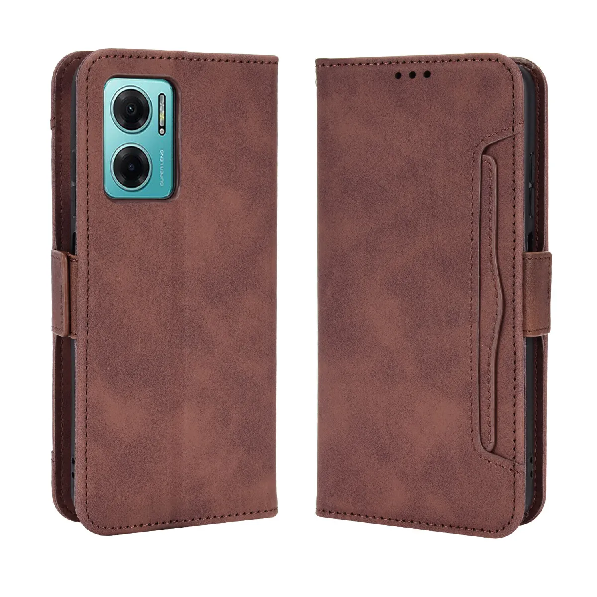 Générique Marron Étui Portefeuille En Similicuir Xiaomi Redmi 10 5G