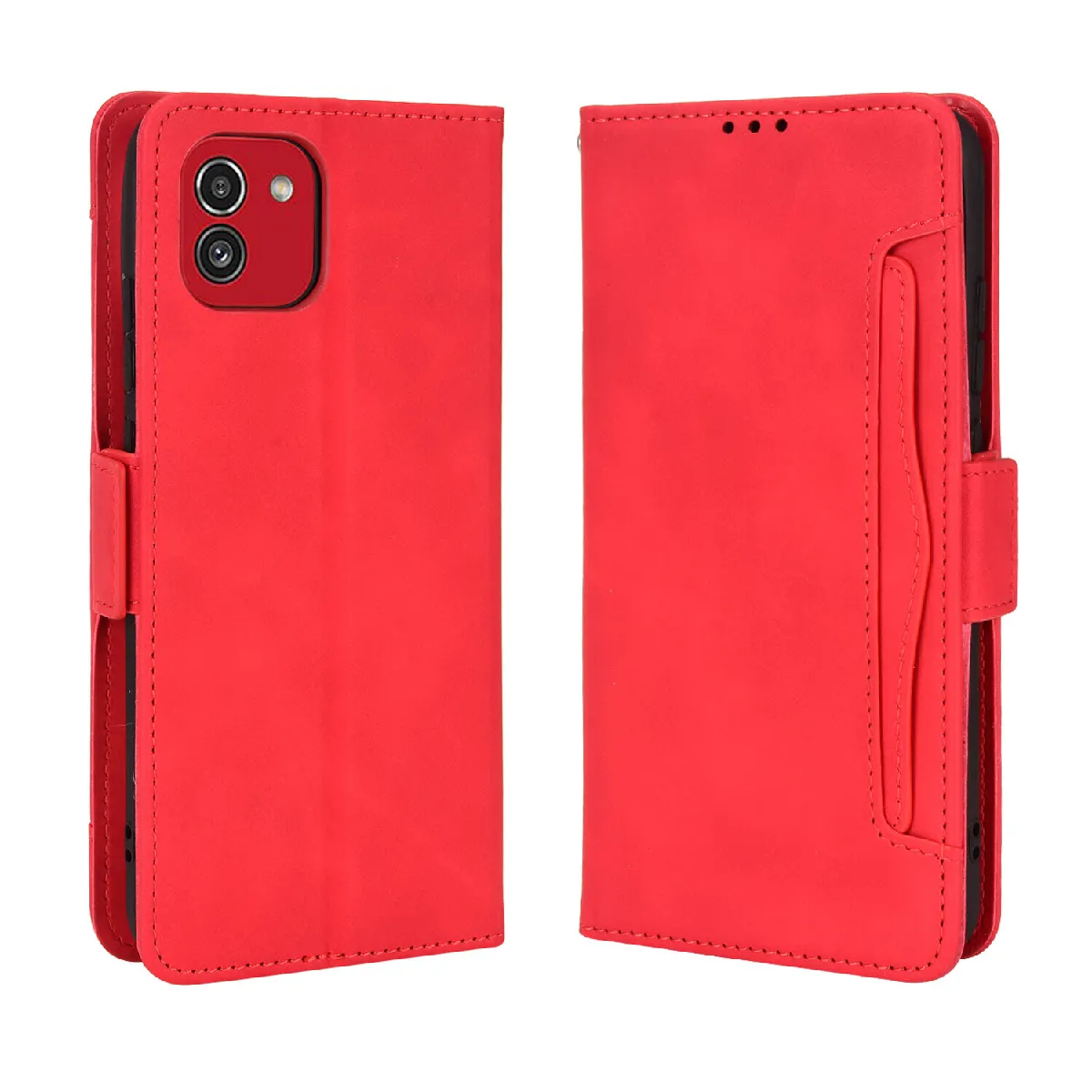 Générique Rouge Étui Portefeuille À Fermeture Magnétique Samsung Galaxy A03