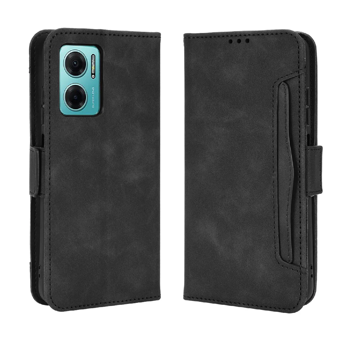 Générique Noir Étui Portefeuille En Cuir Magnétique Xiaomi Redmi 10 5G
