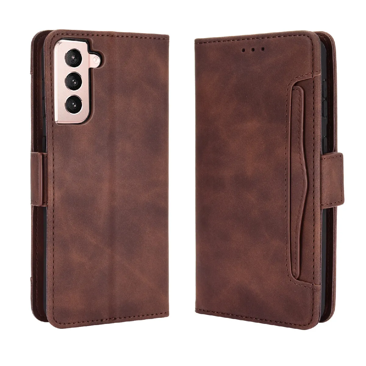 Générique Marron Coque Portefeuille Magnétique Samsung Galaxy S21 Plus 5G