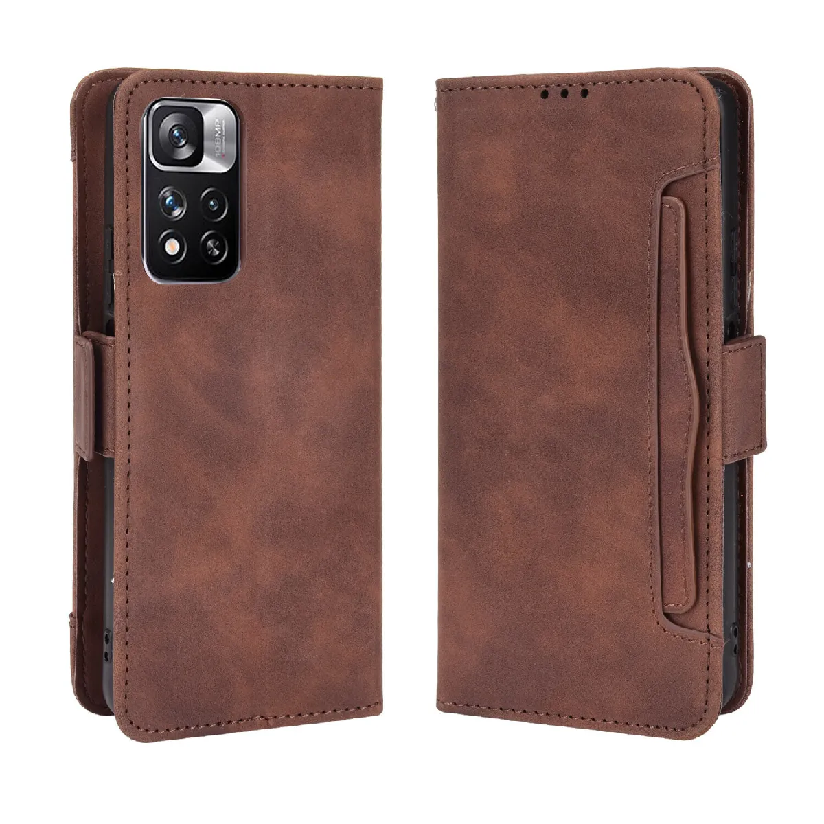 Générique Marron Étui Portefeuille En Similicuir Avec Porte-Cartes Pour Xiaomi Poco X4 Nfc