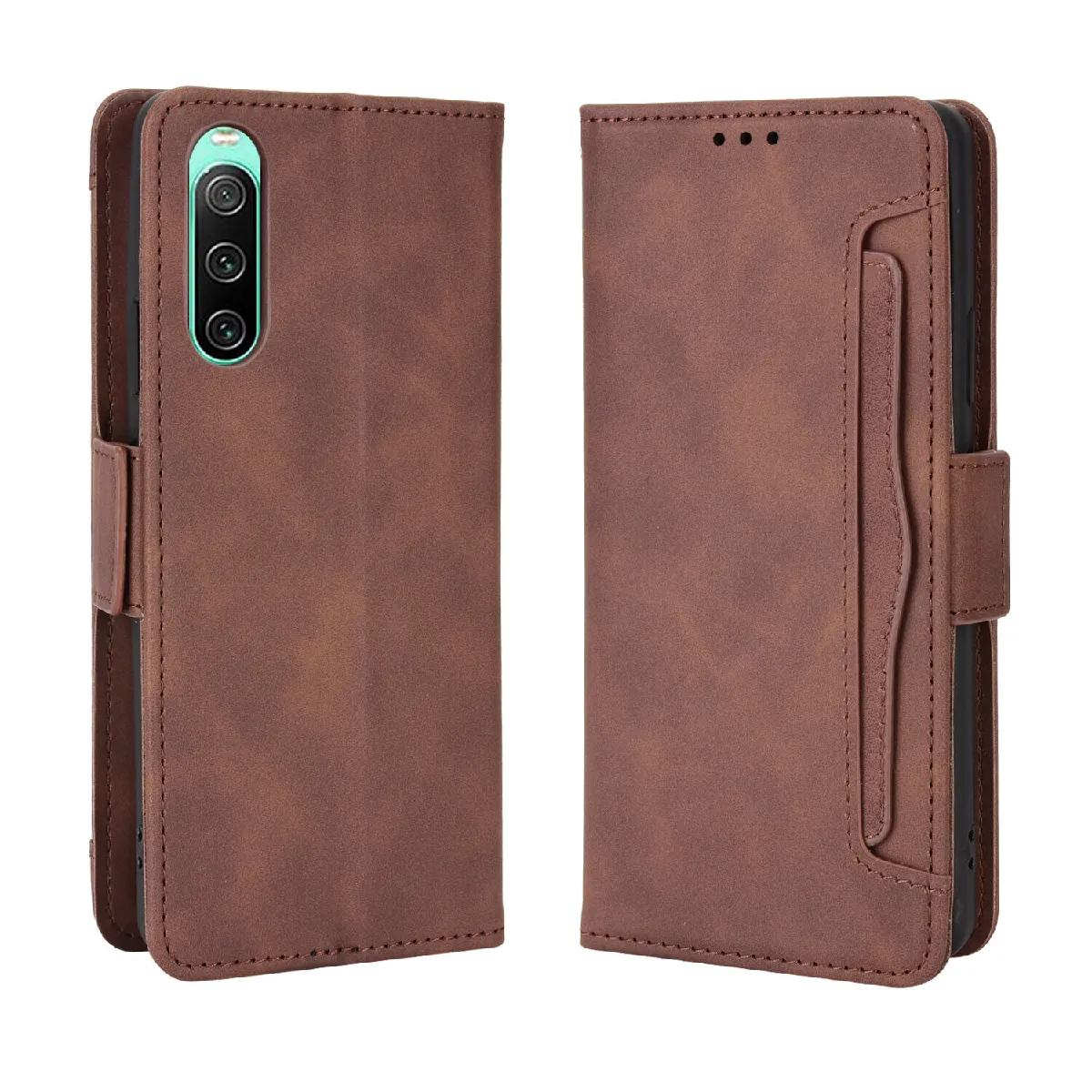 Générique Marron Étui Portefeuille En Similicuir Pour Sony Xperia 10 V