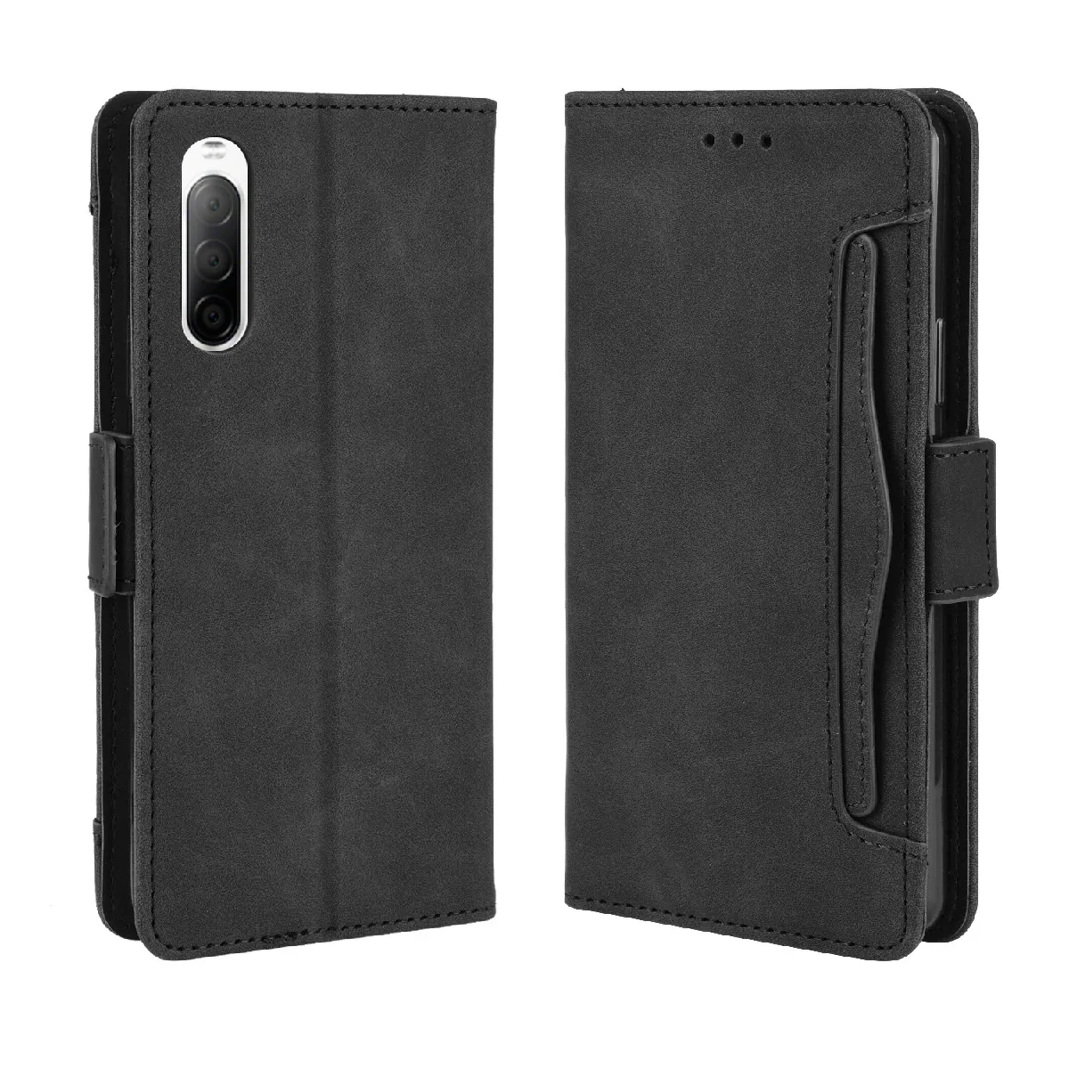 Générique Noir Étui Portefeuille En Similicuir Sony Xperia 10 Ii