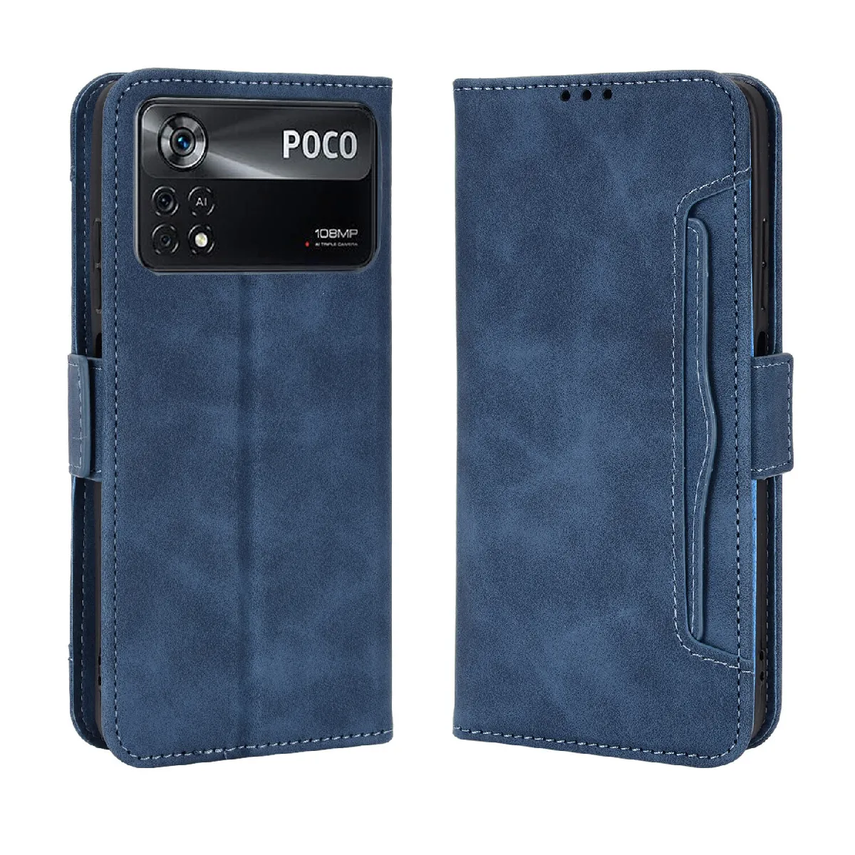 Générique Bleu Étui Portefeuille En Similicuir Xiaomi Poco X4 Pro 5G - Marine