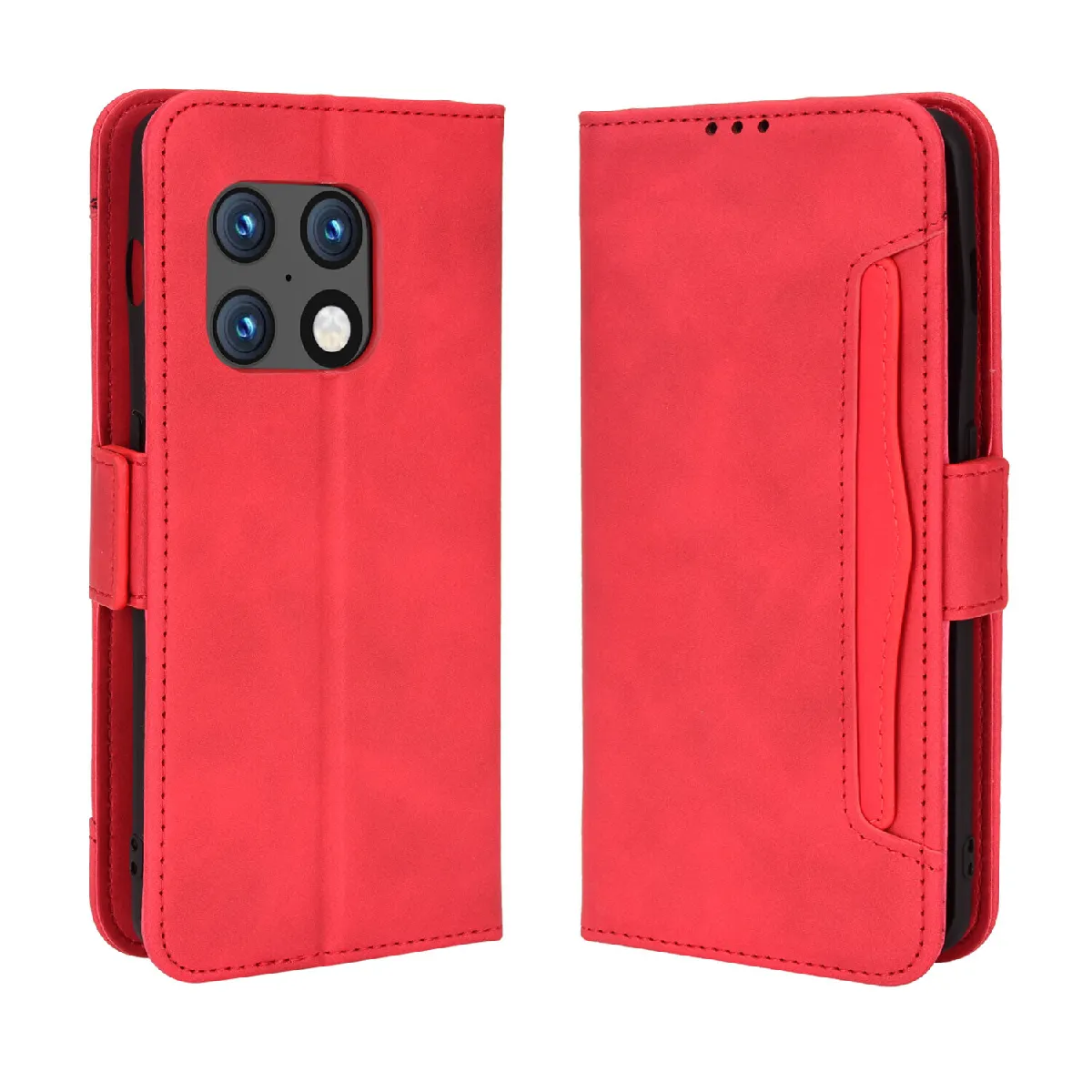 Générique Rouge Étui Portefeuille En Cuir À Fermeture Magnétique Oneplus 10 Pro 5G