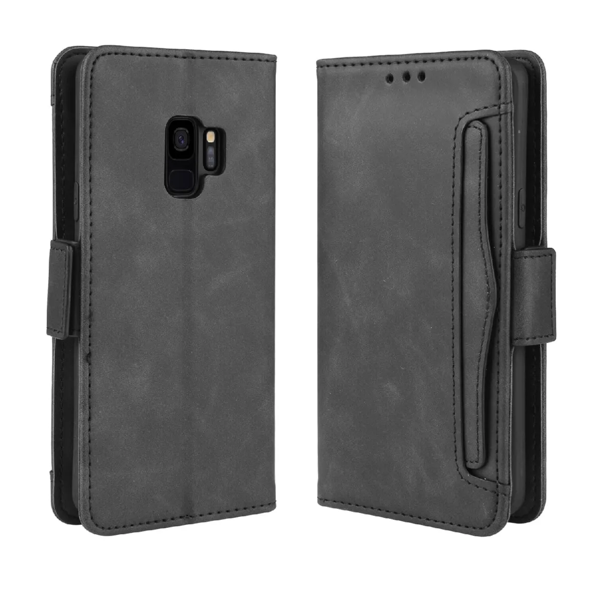 Générique Noir Étui Portefeuille En Similicuir Samsung Galaxy S9