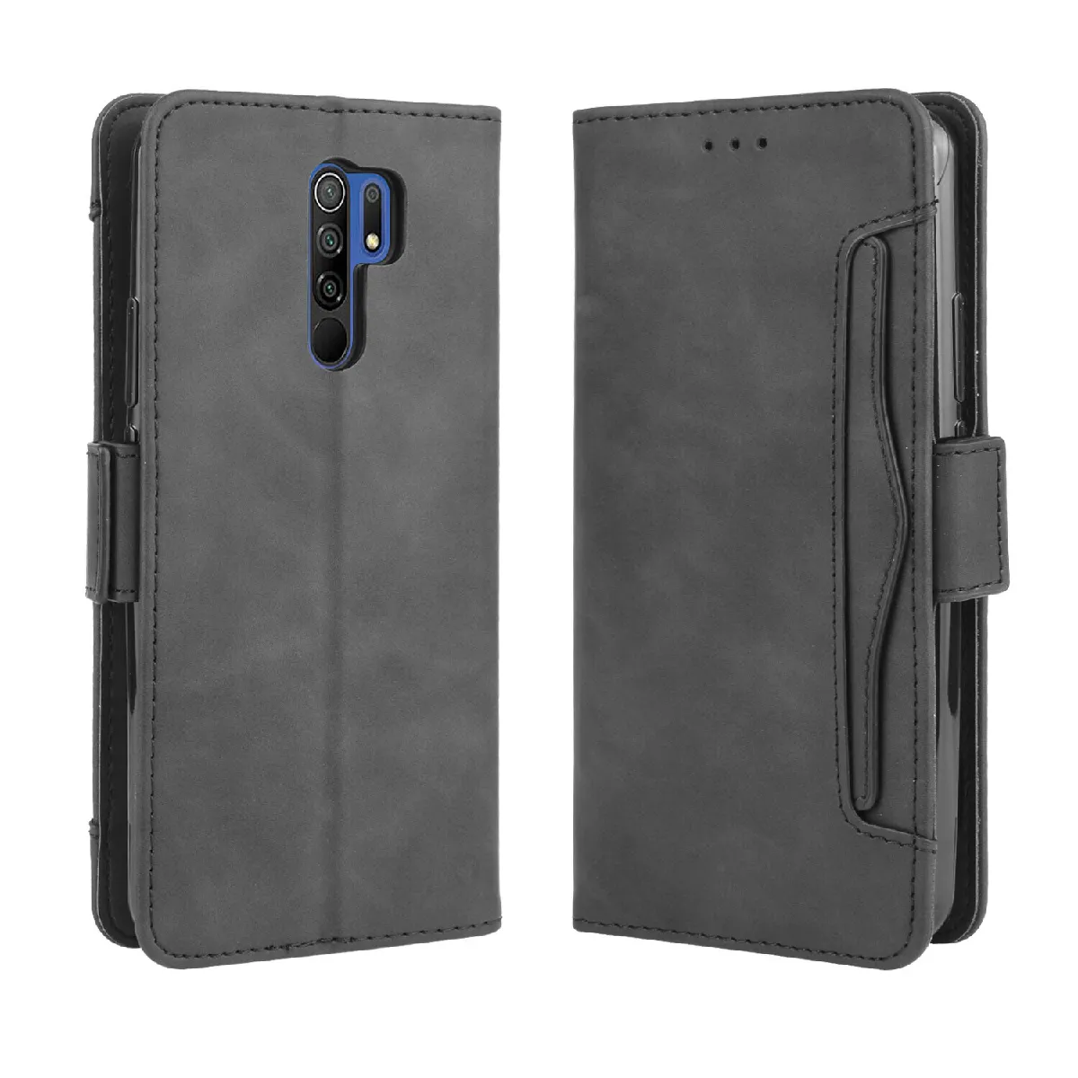Générique Gris Étui Portefeuille En Similicuir À Fermeture Magnétique Xiaomi Redmi 9