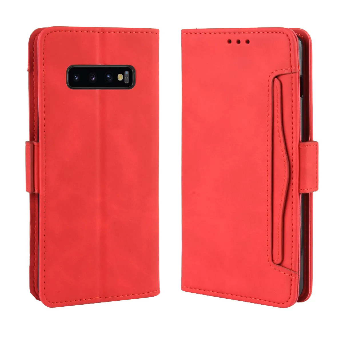 Générique Rouge Étui Portefeuille À Fermeture Magnétique Samsung Galaxy S10 Plus