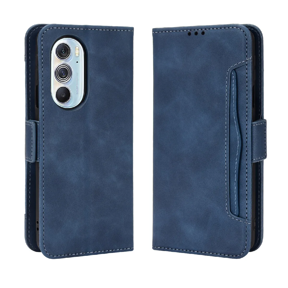 Générique Bleu Étui Portefeuille À Fermeture Magnétique Motorola Edge Plus 2022 - Marine