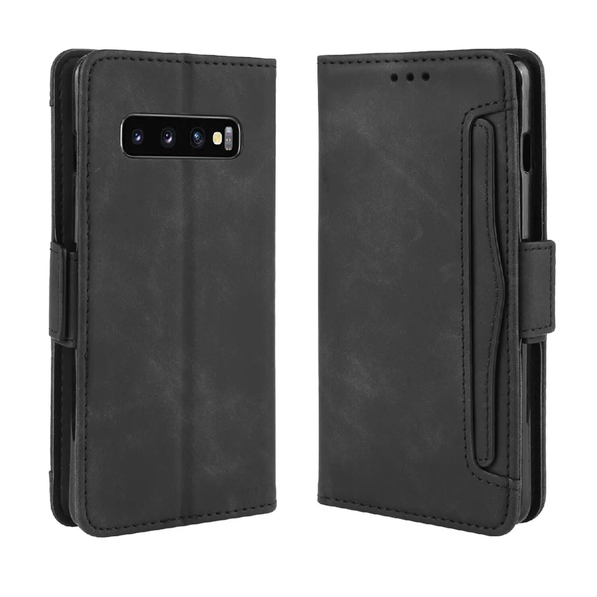 Générique Noir Étui Portefeuille En Cuir Samsung Galaxy S10