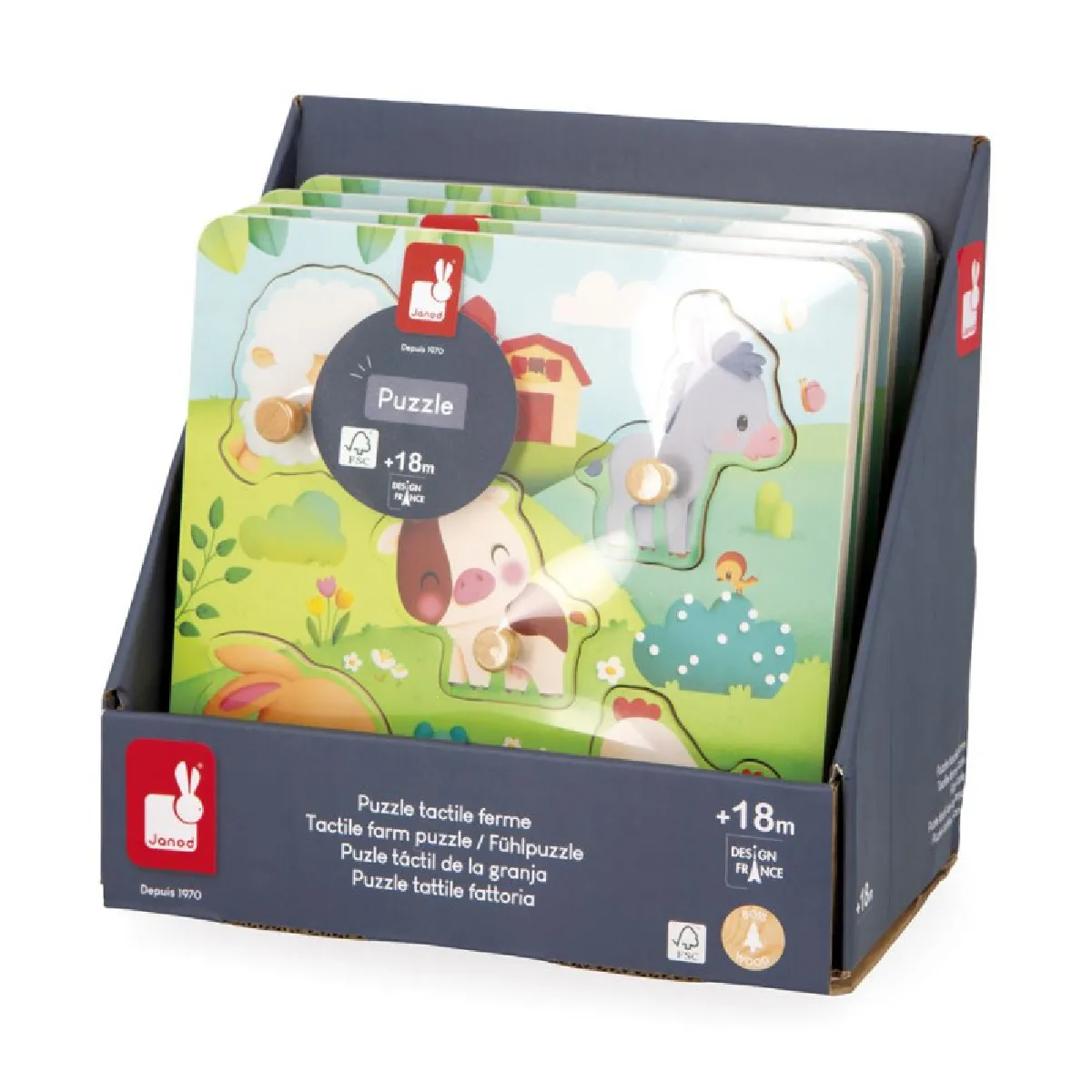 Puzzle tactile en bois Ferme (5 pièces) - Image 5
