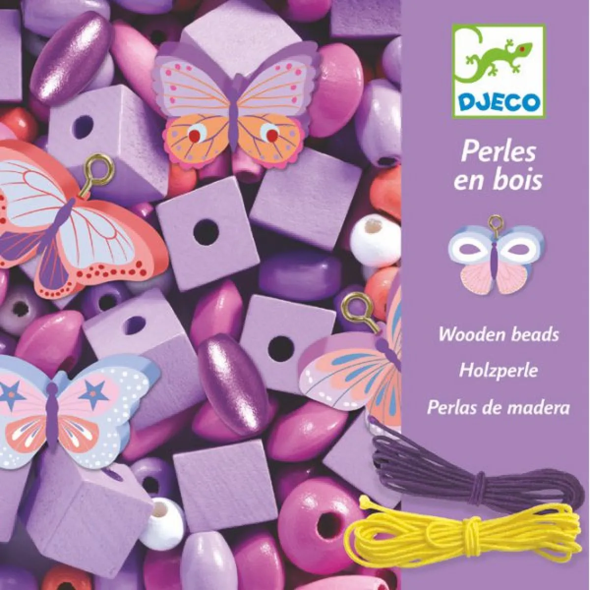 Djeco Multicolore Jeu Créatif Perles En Bois Papillon - Image 2
