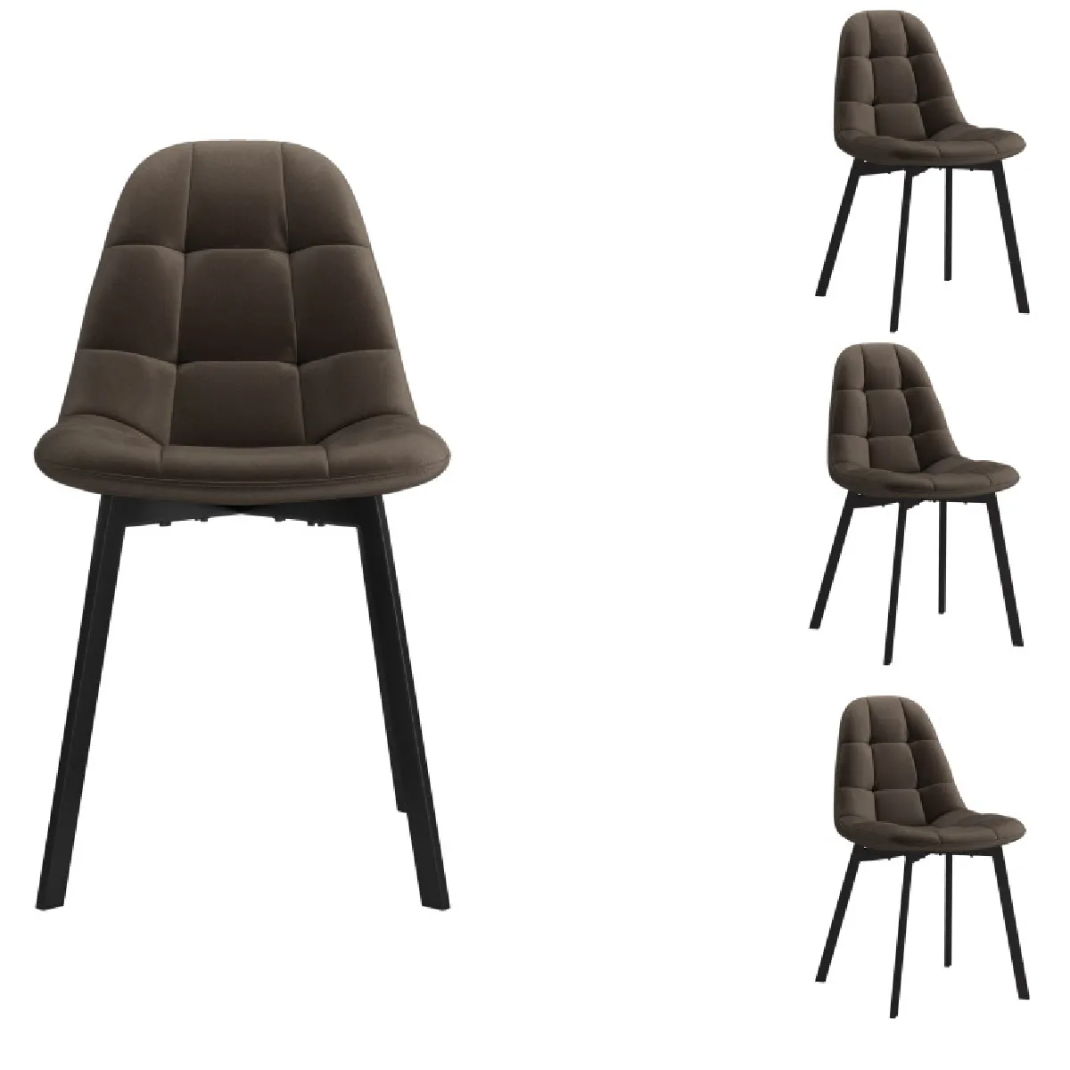 STELLIA-Chaise en Velours marron (x4) STELLIA-Chaise en Velours marron (x4)
