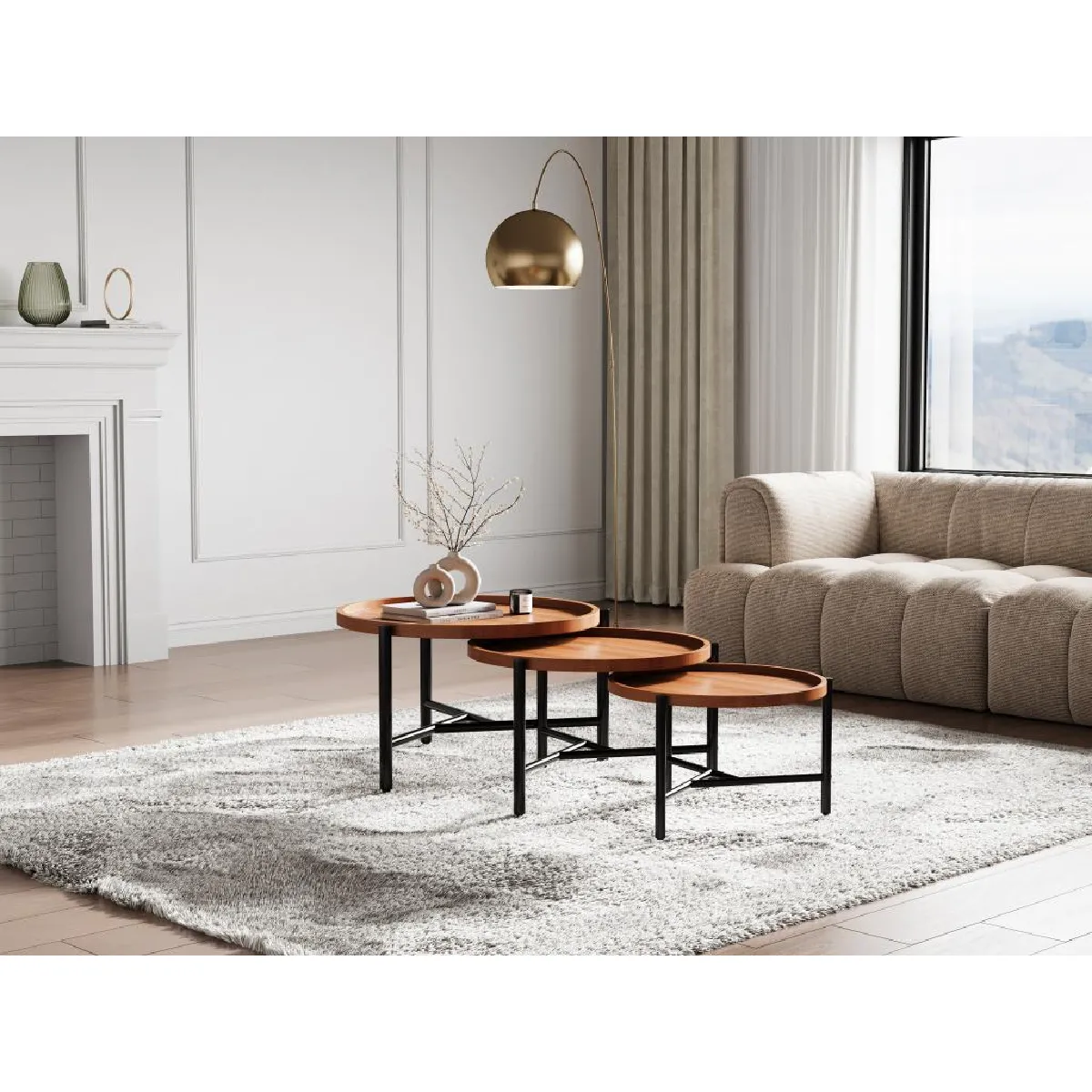 Meilleurs prix pour Vente-Unique ELORA - Tables basses gigognes - Acacia/métal noir