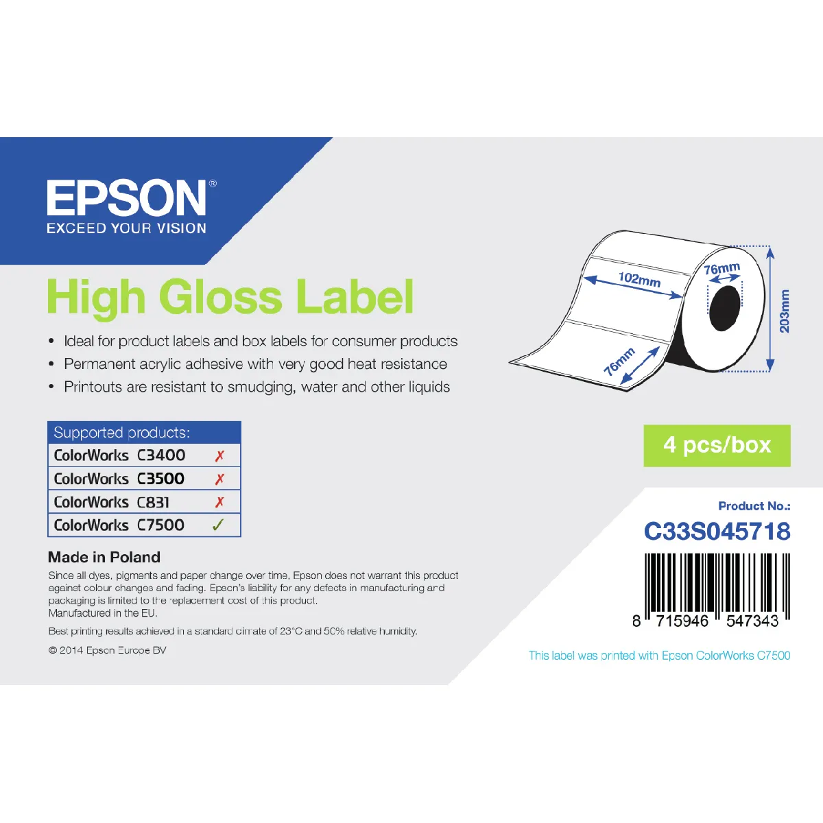 Étiquettes Epson C33S045718
