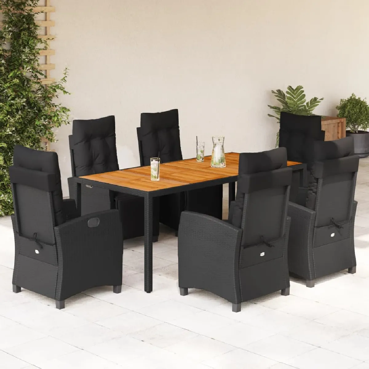 vidaXL Ensemble à manger jardin coussins 7pcs résine tressée - vue 2
