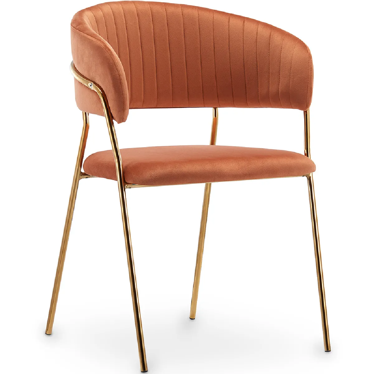 Chaise de salle à manger - Revêtue de velours - Gruna Orange rougeâtre