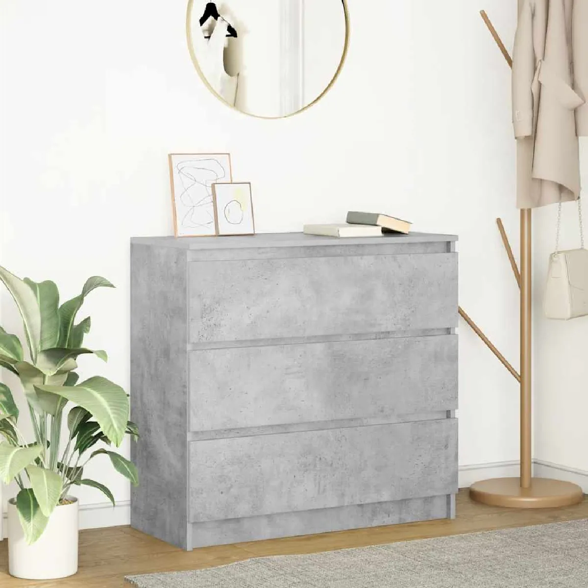 Non Communiqué Gris Buffet Béton 80X35x76 Cm Bois D Ingénierie - Image 3