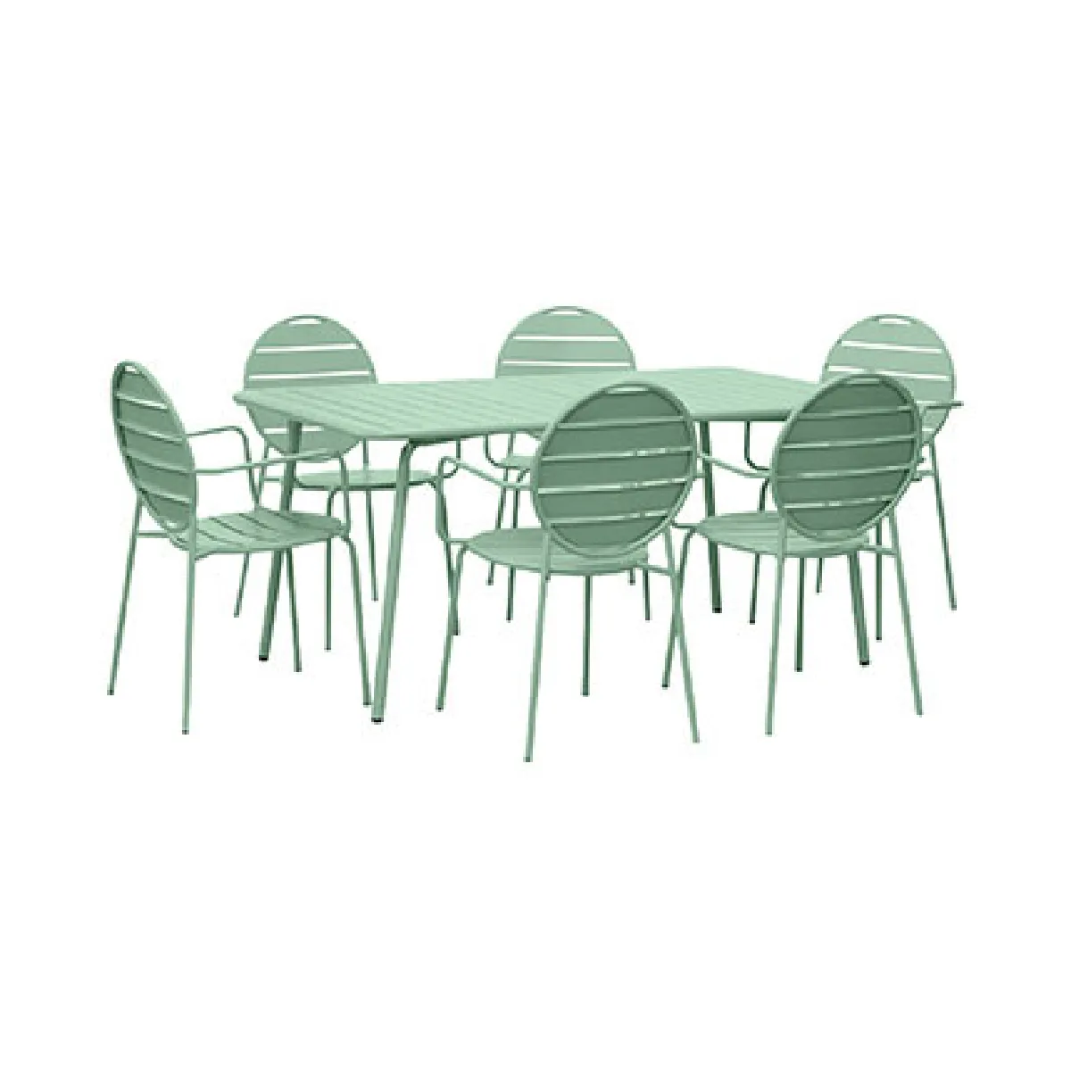 Mes Salon de jardin table + 6 fauteuils - Vert