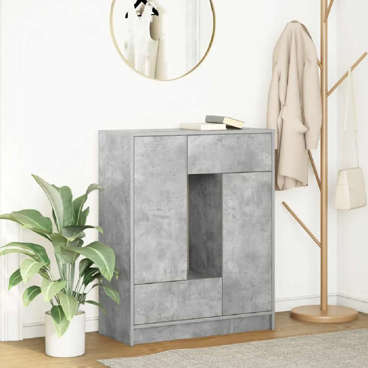 Vidaxl Gris Buffet Avec Tiroirs - Béton