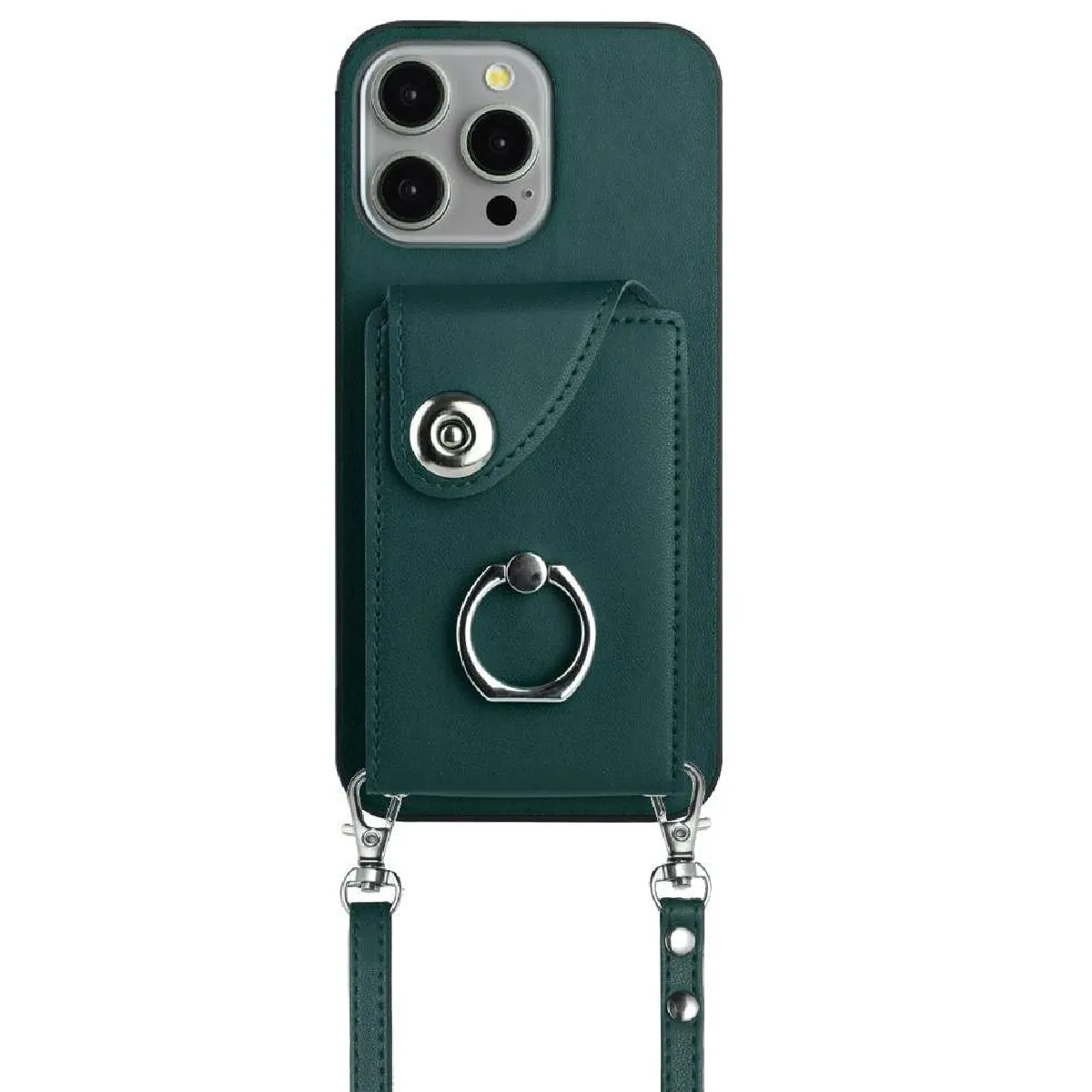 Générique Vert Étui Porte-Cartes En Similicuir Apple Iphone 14 Pro Max
