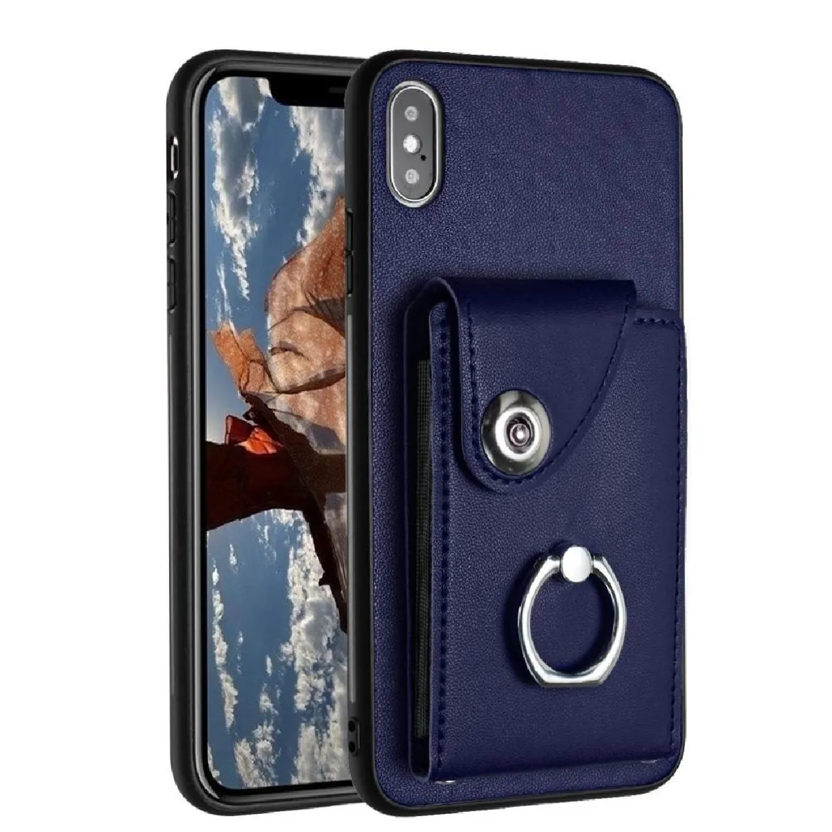Générique Bleu Étui Portefeuille En Similicuir Iphone Xs Max