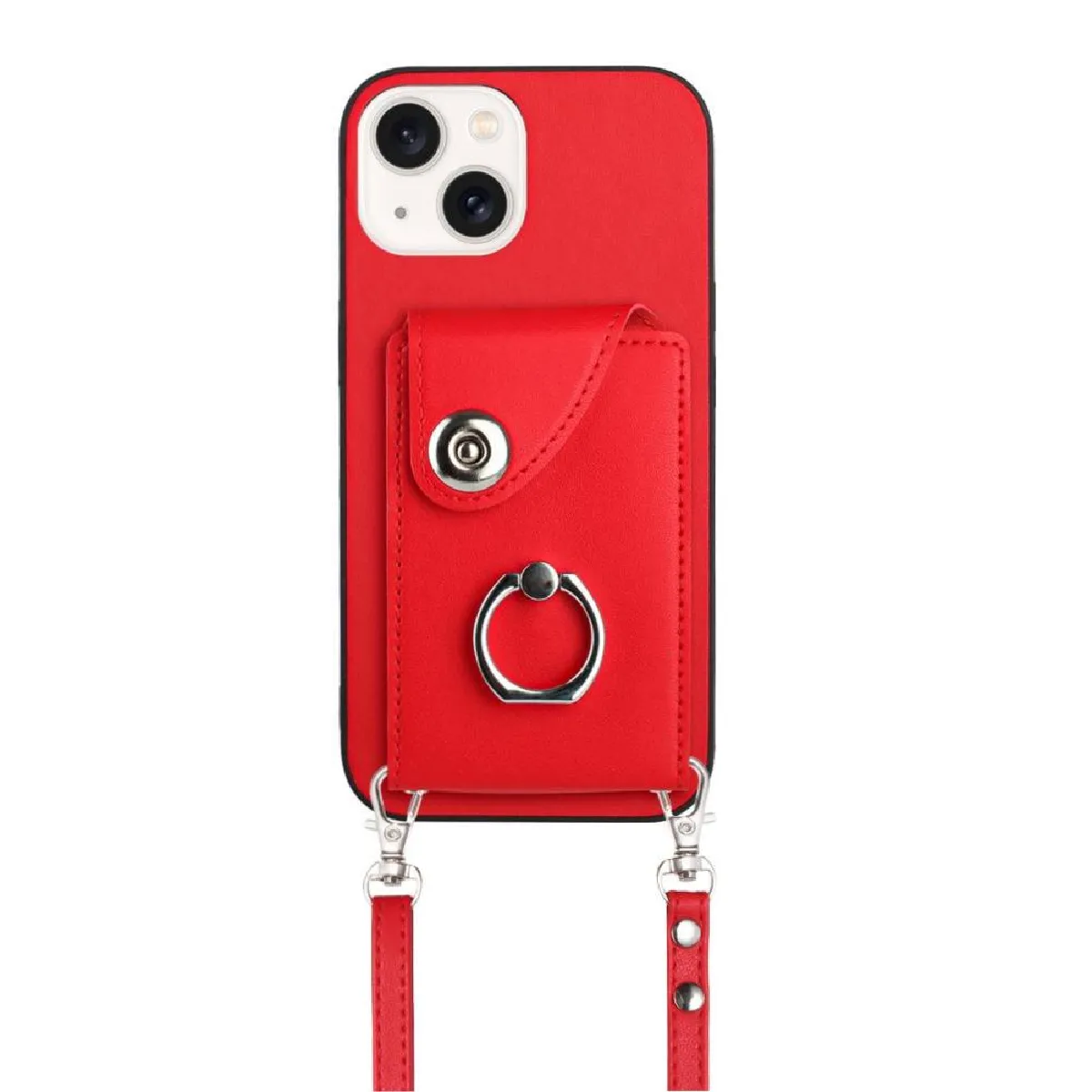 Générique Rouge Coque Portefeuille En Similicuir Apple Iphone 13 Mini