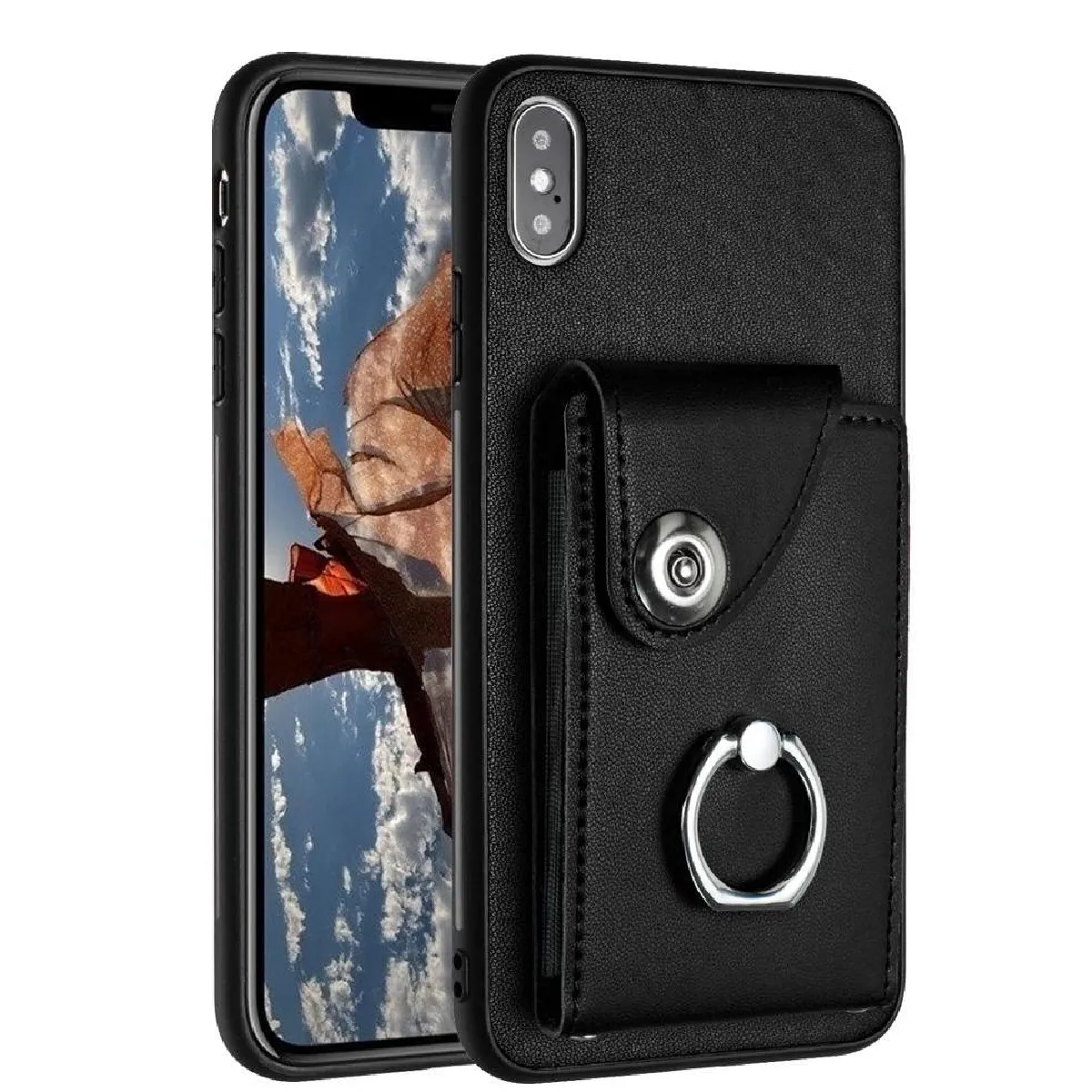 Générique Noir Coque Porte-Cartes Apple Iphone Xs