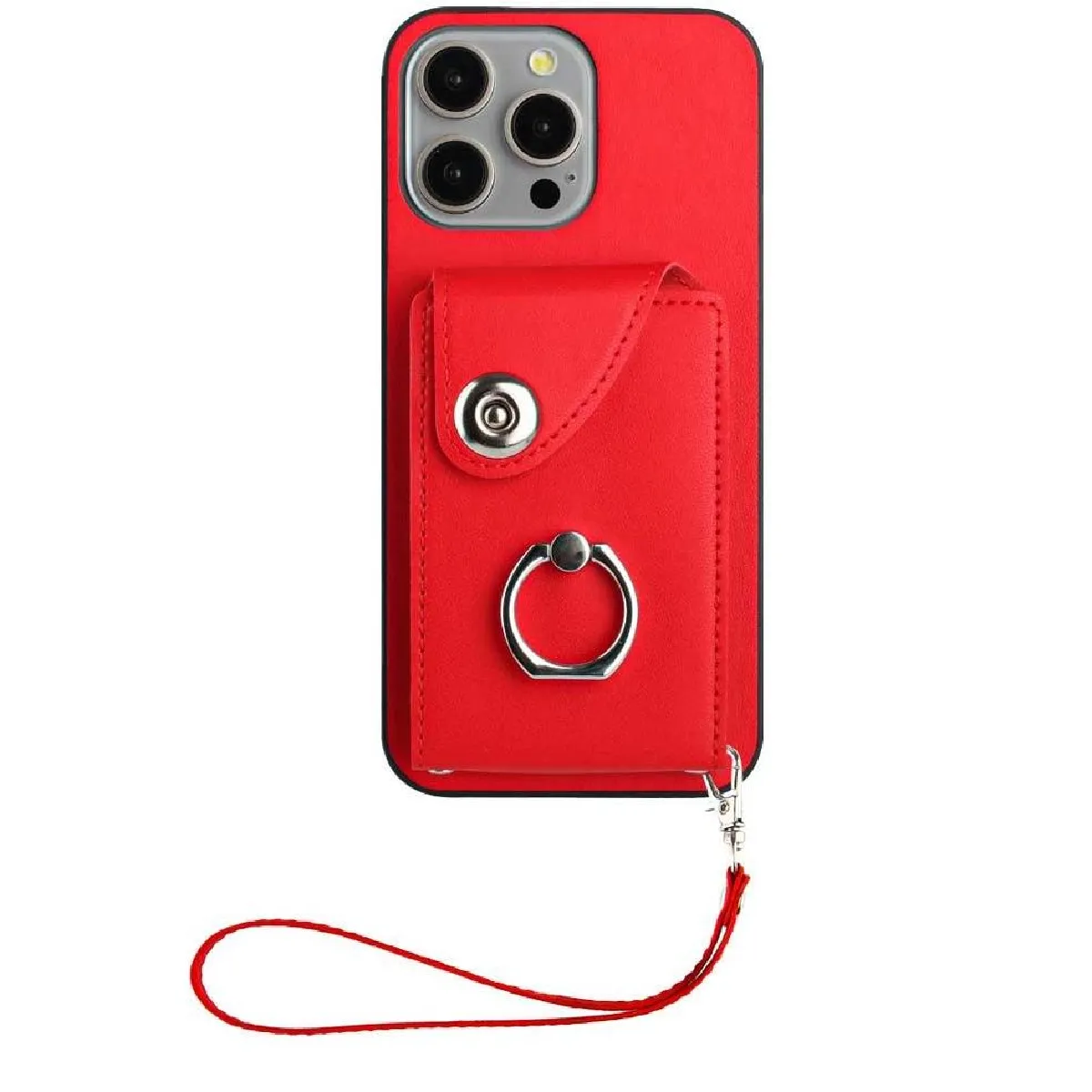 Générique Rouge Coque Portefeuille En Similicuir Apple Iphone 15 Pro