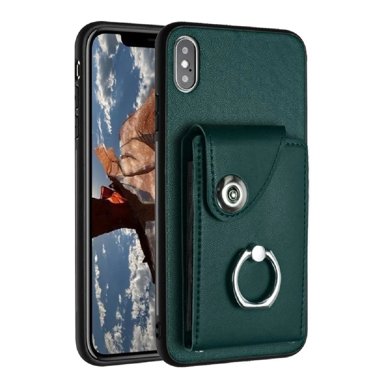 Générique Vert Étui Portefeuille En Similicuir Apple Iphone Xs