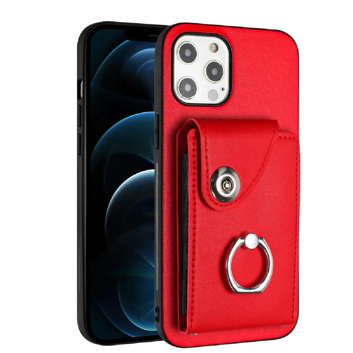 Générique Rouge Coque Avec Porte-Cartes Apple Iphone 12 Pro Max