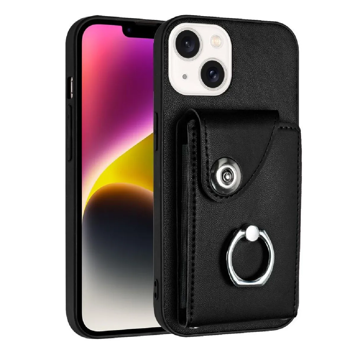 Générique Noir Étui Portefeuille En Similicuir Apple Iphone 13 Mini