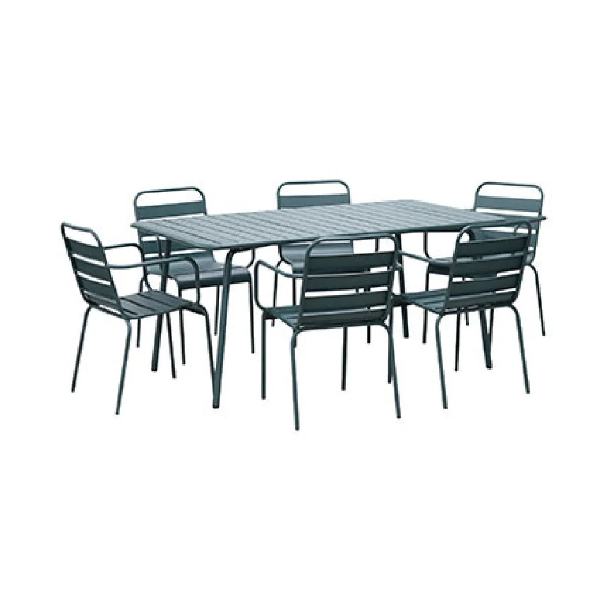 Mes Salon de jardin table + 6 fauteuils - Vert sapin